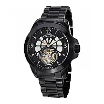 Relógio Stuhrling Tourbillon 47mm Manual, Mostrador Preto, Pulseira Cerâmica Preta Luxo e Precisão