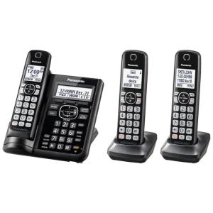 Telefone sem Fio com Secretária Eletrônica e Bloqueio de Chamada, 3 Unidades, PANASONIC KX TGF543B, Preto
