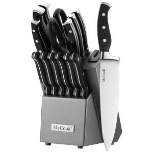 Conjuntos de Facas MC25, 14 Peças, Aço Inoxidável, e Grafite, MCCOOK, Preto