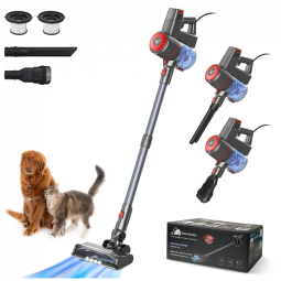 Aspirador Vertical Intercleaner 4 em 1, Sucção 20kPa, Motor 600W, Filtro HEPA, Escova Elétrica, 0,6L, 110V, Vermelho e Preto