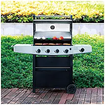 Churrasqueira a Gás 60000 BTU com 4 Queimadores e Mesas Laterais, VANSTON, Preto