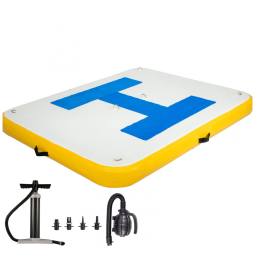 Plataforma Flutuante para 2 a 4 Pessoas com Bomba de Ar Elétrica, VEVOR Inflatable Floating Platform 3 5 People, Amarelo