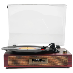 Vitrola Toca Discos Retrô Vitrola, 3 Velocidades com Bluetooth e Alto Falantes Embutidos, 110V, TANLANIN, TE 2019S, Marrom