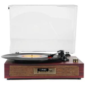 Vitrola Toca Discos Retrô Vitrola, 3 Velocidades com Bluetooth e Alto Falantes Embutidos, 110V, TANLANIN, TE 2019S, Marrom