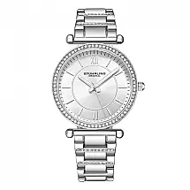 Relógio Stuhrling Aria 3905 - Caixa 36mm, Mostrador Prateado, Pulseira Aço Inoxidável Prata com Fivela de Implantação