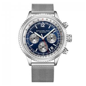 Relógio Masculino Stuhrling Monaco 4015 Quartzo 44mm com Cronográfo, Prata