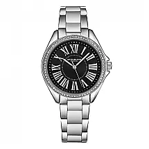 Relógio Stuhrling The Dynasty 40mm com Cristal Japonês, Pulseira Prata e Mostrador Preto Elegante