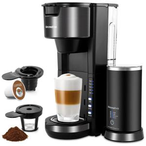 Sincreative Maquina de Café Profissional 1.5L, Aço Inoxidável, 20 Bar, 1000W, 110V, Preto