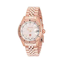 Open Box Pro Swiss Made Ronda 505 Calibre Relgio feminino com mostrador em madreprola - 34 mm. Ouro Rosa AIC-33451