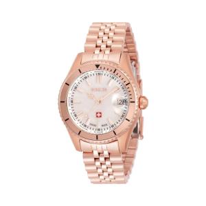 Open Box Pro Swiss Made Ronda 505 Calibre Relgio feminino com mostrador em madreprola - 34 mm. Ouro Rosa AIC-33451