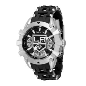Relógio Masculino NHL Los Angeles Kings, Invicta 43451, Preto e Prata