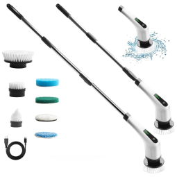 GF Vassoura Elétrica Rotativa 360 sem Fio com Cabo Flexível e 4 Acessórios, 110V, Preto