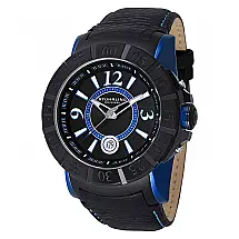 Relógio Stuhrling Geração X 543 com pulseira de borracha preta e mostrador preto de 50mm em PVD preto.