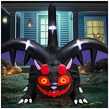 Dragão Inflável com LED Vermelho para Decoração de Halloween