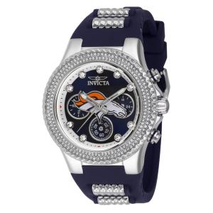 Relógio Feminino NFL Denver Broncos, Invicta 42751, Azul e Prata
