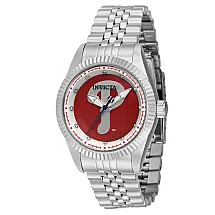 Relógio Feminino MLB Philadelphia Phillies, Invicta 42951, Prata e Vermelho