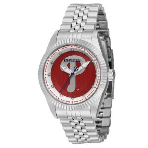 Relógio Feminino MLB Philadelphia Phillies, Invicta 42951, Prata e Vermelho