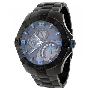 Relógio Almirante 264XB 49mm com mostrador preto e pulseira de aço inoxidável PVD preta.