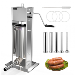 ROVSUN 5LBS - 11Kg Máquina de Encher Linguiça Manual, Fabricante de Linguiça Vertical de Aço Inoxidável com Duas Velocidades
