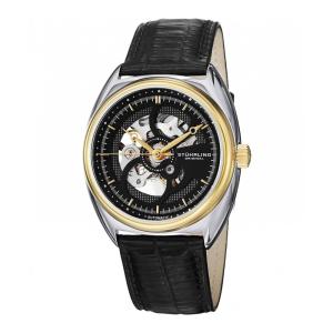 Relógio Tandem 381 40mm Automático, mostrador Preto e Prata com Pulseira de Couro Preta. Stuhrling