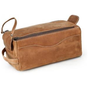 Necessaire Masculina de Couro, OLVONO, Marrom Claro