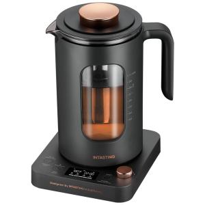 Chaleira Elétrica 1L com Controle de Temperatura e Infusor, 110V 1200W, INTASTING CEK207, Preta