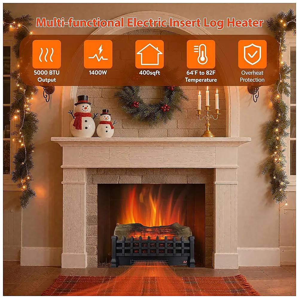 Lareira Elétrica Innoflame 52x30cm 1400W Chamas LED Timer Portátil 110V — foto 3