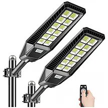 Luminária Solar Externa 70000 Lúmens 1200W com Sensor de Movimento, 2 Unidades, AKOFUN, Preto
