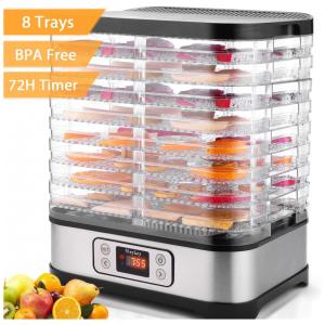 Desidratador de Alimentos 8 Bandejas 400W Temporizador LCD, 110v, HOMDOX, Prateado