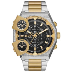 Relógio Masculino Analógico de Quartzo com Pulseira de Aço Inoxidável e Cronógrafo, Diesel DZ7476, Prata e Dourado