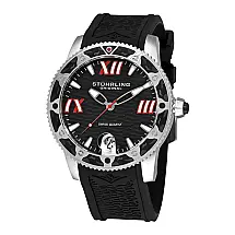Regata Weekender 225G 47mm com Mostrador Preto e Pulseira de Silicone - Stuhrling