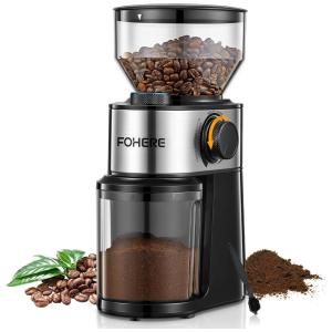 Moedor de Café Elétrico com 18 Configurações de Moagem e Capacidade até 14 Xícaras, 110V 200W, FOHERE, Preto