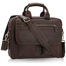 JackChris NM1862 Bolsa, Pasta de Couro Masculina para Laptop, Marrom