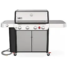 Churrasqueira a Gás Natural com 5 Queimadores e Mesas Laterais, Weber Genesis S 435, Prata