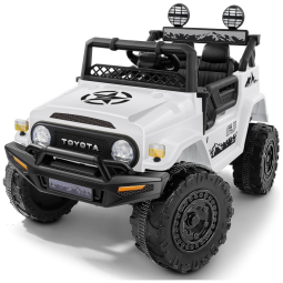 Carro Elétrico Infantil Toyota FJ40 a Bateria 12V com Luzes, MP3, 3 Velocidades, ELEMARA, Creme