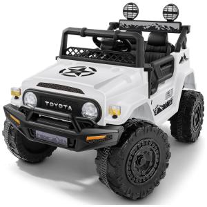 Carro Elétrico Infantil Toyota FJ40 a Bateria 12V com Luzes, MP3, 3 Velocidades, ELEMARA, Creme