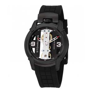 Relógio Raptor 259 Clássico de 42mm com Mostrador Preto e Pulseira de Silicone Preta - Stuhrling.