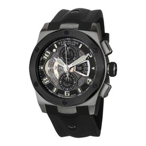 Relógio Automático Prestige 311B com Mostrador Preto e Pulseira de Silicone Preto - Stuhrling 47mm.