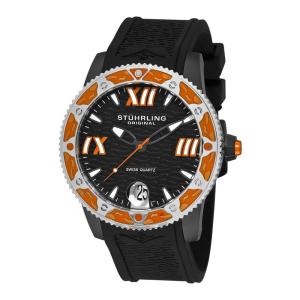 Regata Weekender 225G 47mm: Mostrador Preto, PVD Preto, Pulseira de Silicone Preta e Fivela Tang - Stuhrling.
