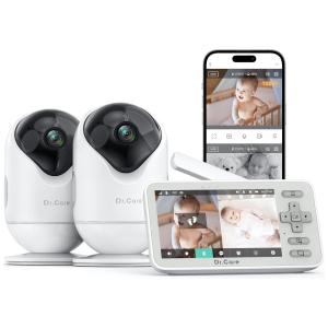 Babá Eletrônica VistaView Lite com Wi-Fi, 2 Câmeras, Tela Dividida 720P, Controle por App, Alertas de Movimento, Visão Noturna,Dr.Care