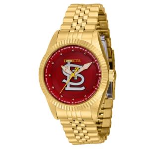 Relógio Feminino MLB St. Louis Cardinals, Invicta 42961, Dourado e Vermelho