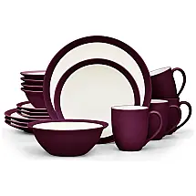 Conjunto de Jantar Noritake 16 Peças em Cerâmica Rosa Escuro, Redondo, Sem BPA – Elegância para Sua Mesa