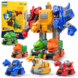 Kit Transformável de Construção Preto e Vermelho – 5‑em‑1 Transform Robot Set, STEM, Caminhões e Robô para Crianças