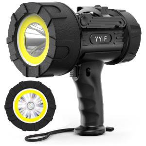 Lanterna Recarregável LED 1000 Lumens, Lanterna Manual com Luz COB tipo Holofote, à Prova d'Água IPX6, Resistente a ImpactosLanterna Manual