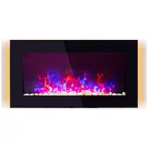 Lareira Elétrica de Embutir A43x91L com Controle Remoto e Luz Lateral, 110V 1500W, Charavector, Preta
