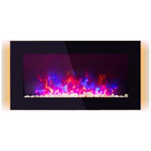 Lareira Elétrica de Embutir A43x91L com Controle Remoto e Luz Lateral, 110V 1500W, Charavector, Preta