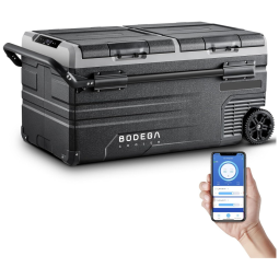 Geladeira Portátil 94L de Zona Dupla com Controle APP WiFi, 12 24 V DC e 100 240 V AC, BODEGACOOLER, Preta