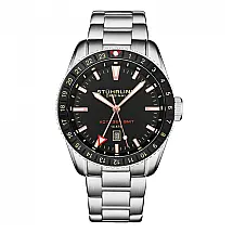 Relógio Masculino Stuhrling GMT 4017.1 Quartzo 42mm, Prata