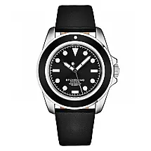 Relógio de Mergulho Stuhrling Carbonwave, Mostrador Preto, Pulseira Preta em Silicone Resistente