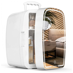 Mini Geladeira para Skincare Upstreman TF06 6 Litros com Espelho, 110V, 12V, Branca